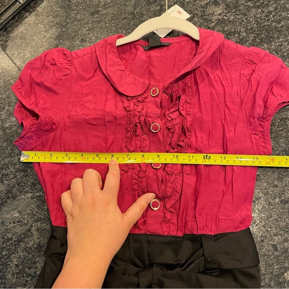 Peter Pan Collar Ruffle Suiting Dress Raspberry Size 6 - Picture 5 of 7